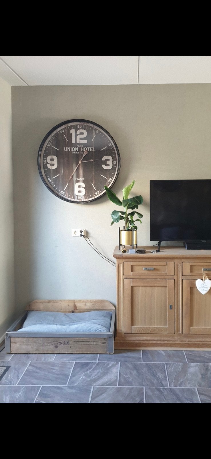 Grote wandklok 90 cm doorsnee - Industrieel design, Huis en Inrichting, Ophalen, Analoog, Industrieel, Zwart