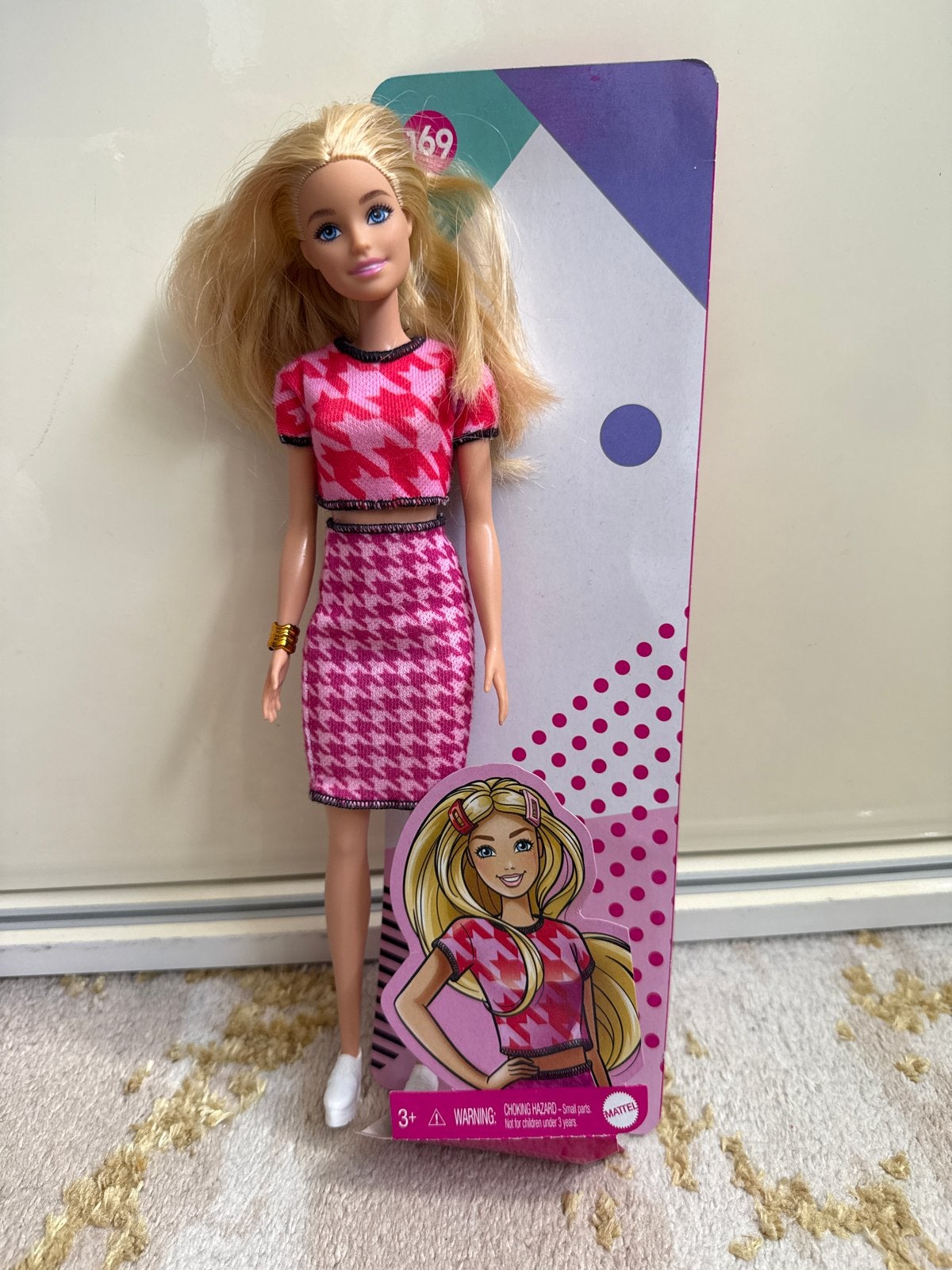 Barbie Fashionista Pop - Roze Geruite Outfit, Kinderen en Baby's, Ophalen of Verzenden, Gebruikt, Barbie