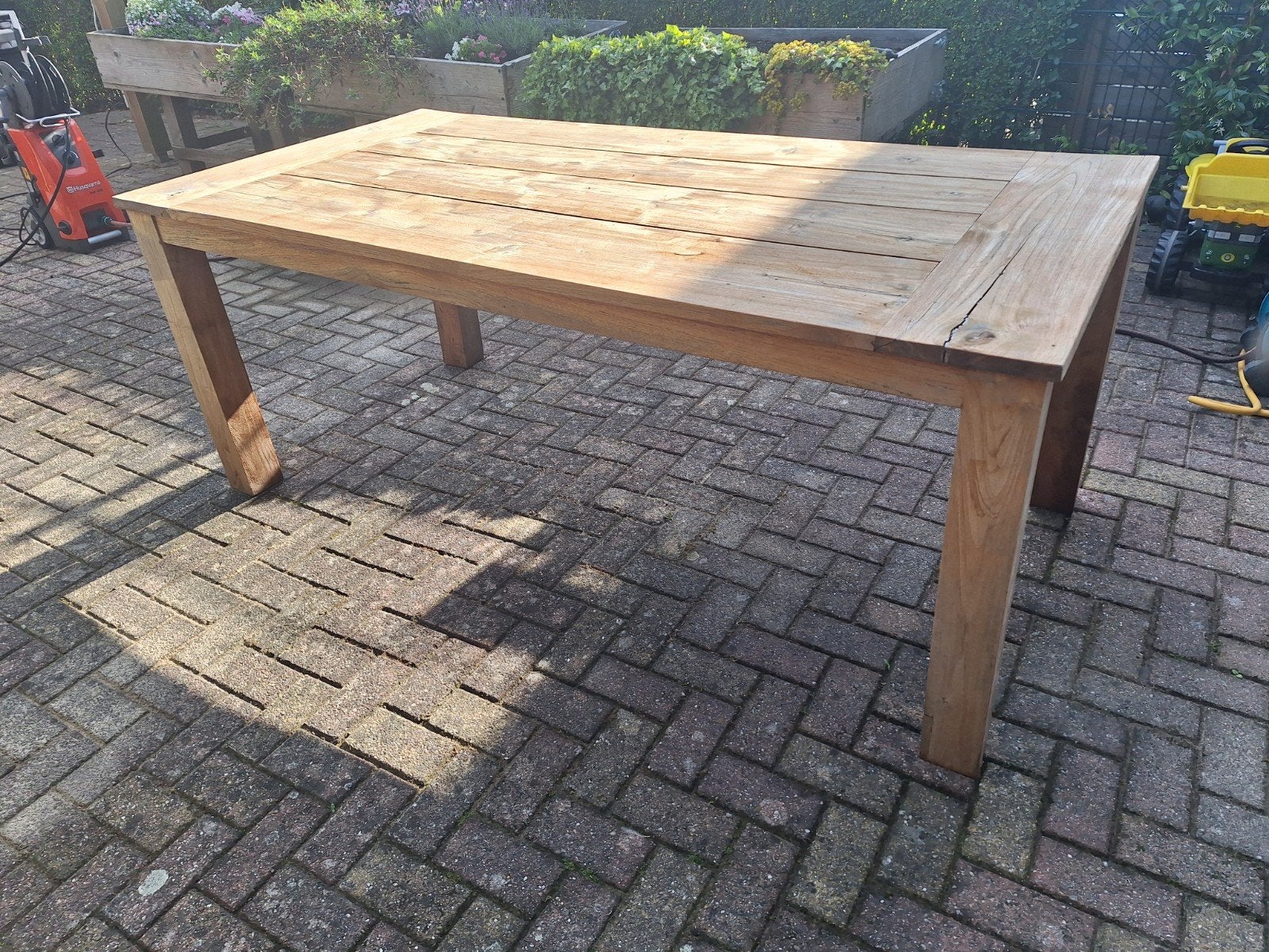 Teakhouten tuintafel tafel, Tuin en Terras, Tuintafels, Ophalen of Verzenden, Gebruikt, Rechthoekig, Teakhout