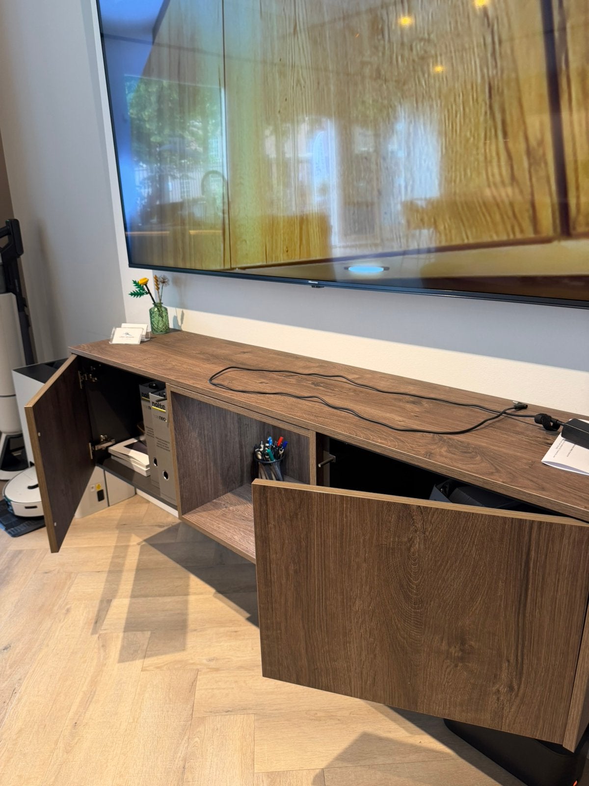 Tv kast en/of bovenkast keuken, Ophalen, 150 tot 200 cm, Eikenhout, Nieuw