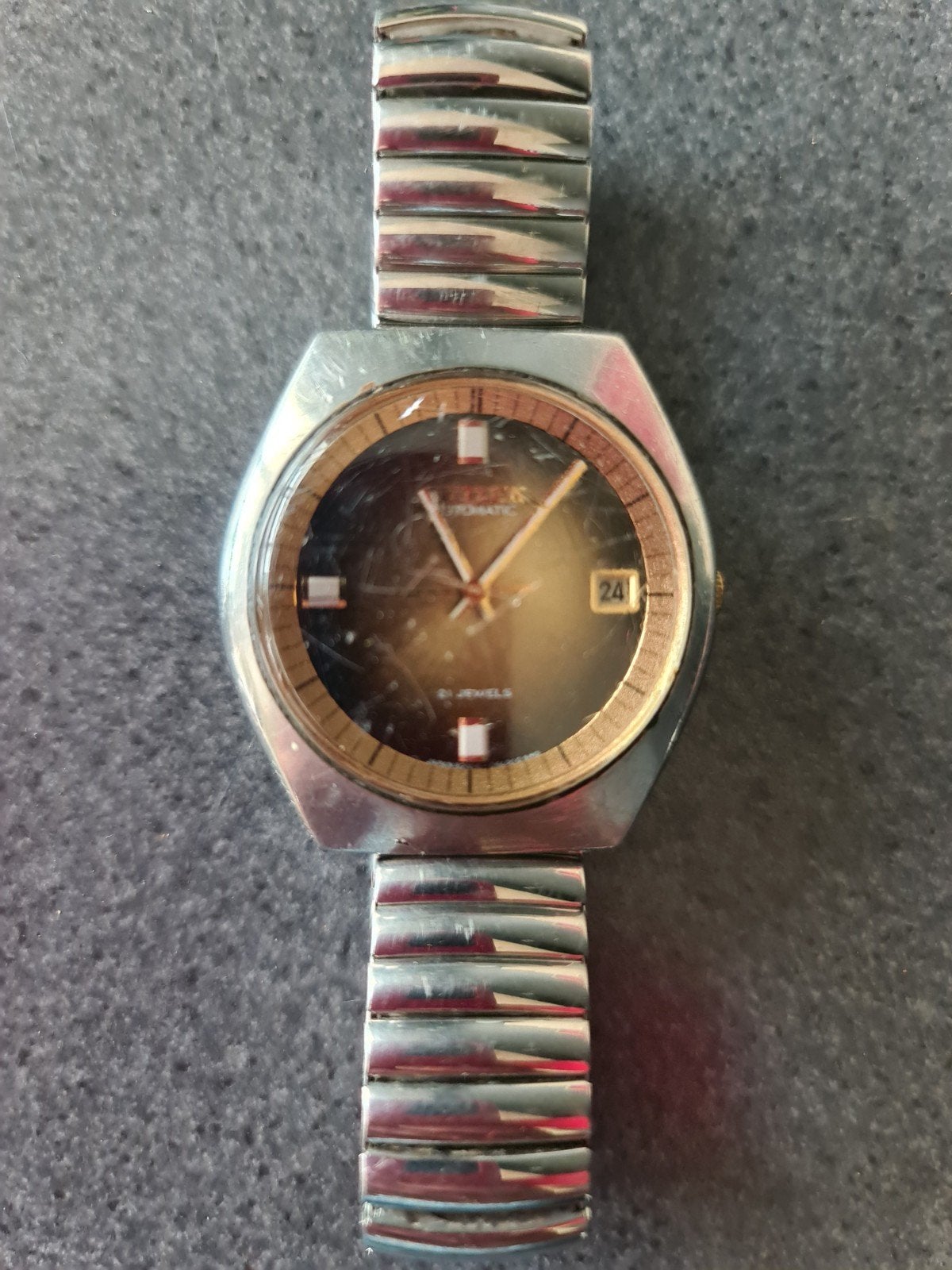 jaren 70 vintage heren horloge, Ophalen of Verzenden, Staal, Overige merken, 1960 of later