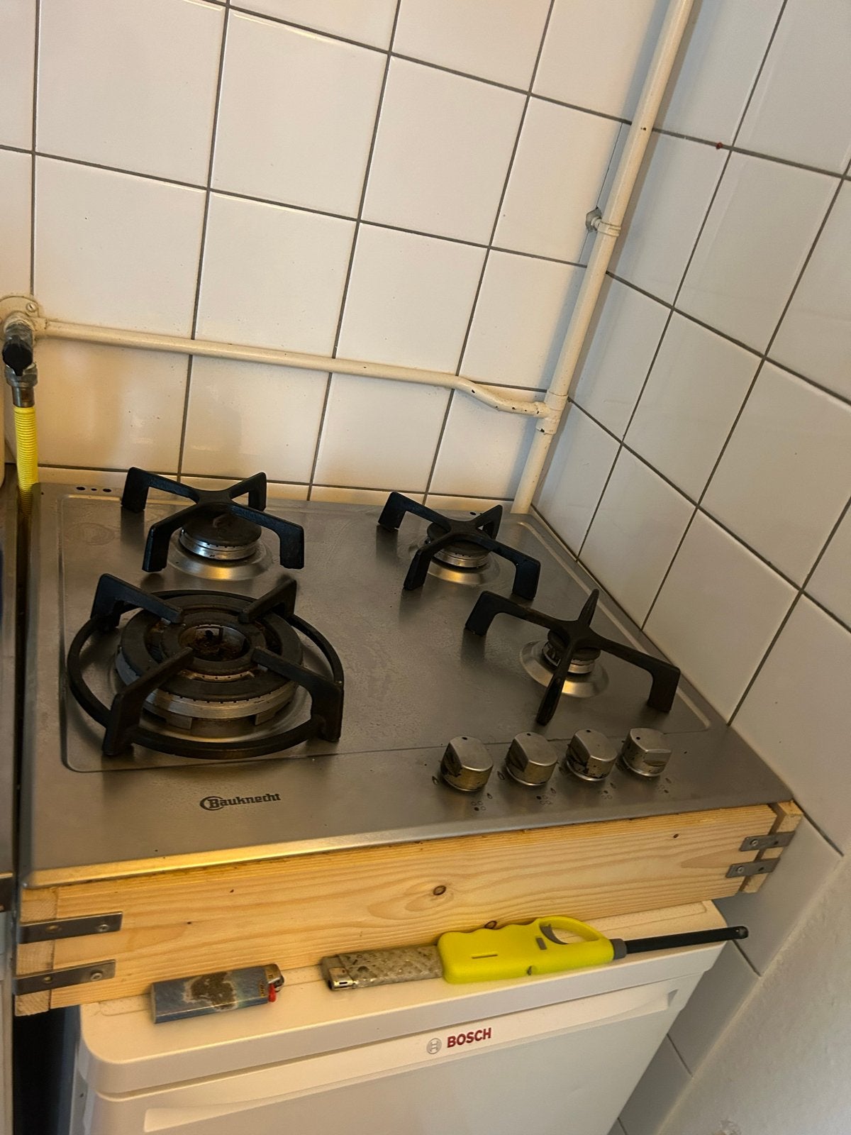 Bauknecht gasfornuis met 4 kookzones (+ Wok), Witgoed en Apparatuur, Ophalen, Gebruikt, 4 kookzones, Gas