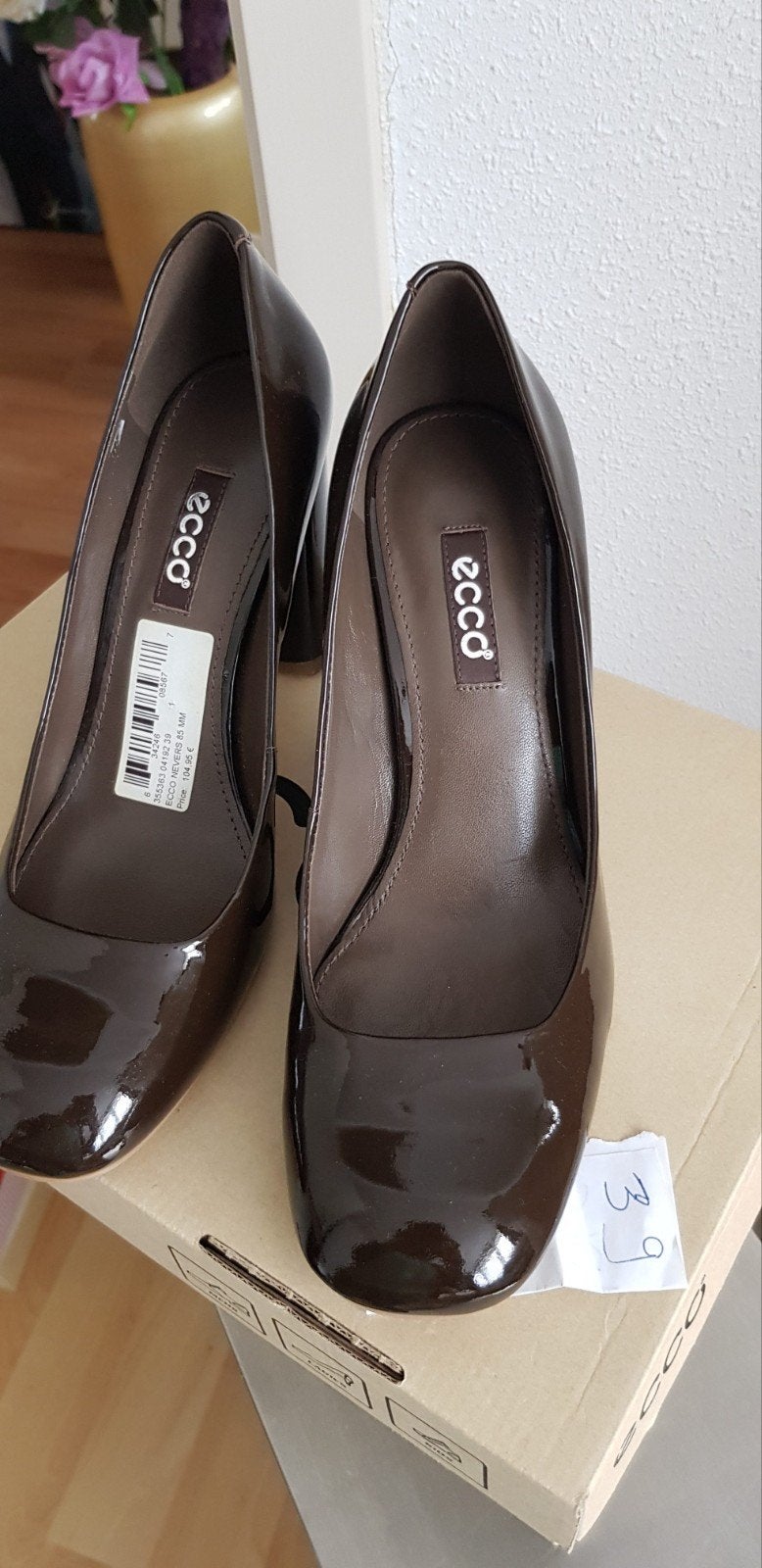 ECCO Nevers 85 MM Pumps - Maat 39 - Chocoladebruin Lak, Kleding | Dames, Pumps, Bruin, ECCO, Nieuw