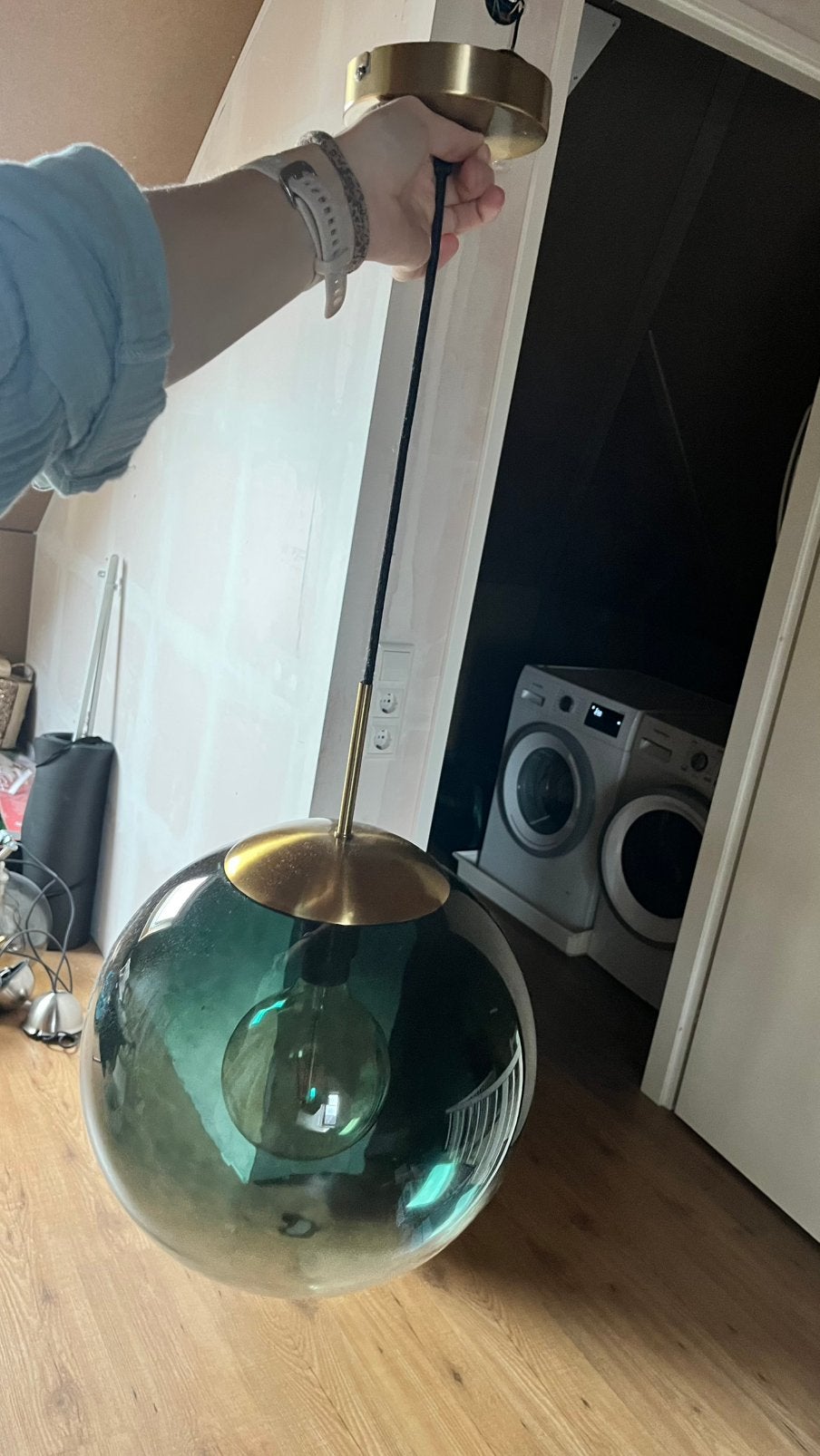 Hanglamp 33cm, Huis en Inrichting, Lampen | Vloerlampen, Ophalen, Zo goed als nieuw, Glas, Minder dan 100 cm