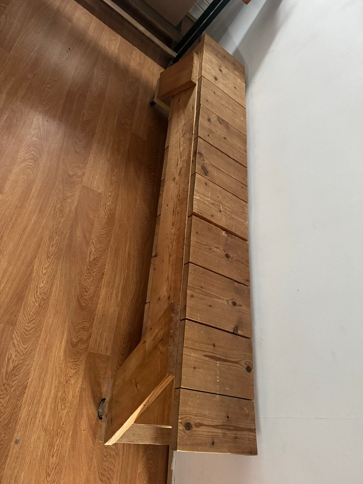 Houten bank met opbergruimte en wieltjes, Ophalen, Gebruikt, Minder dan 75 cm, 150 tot 200 cm