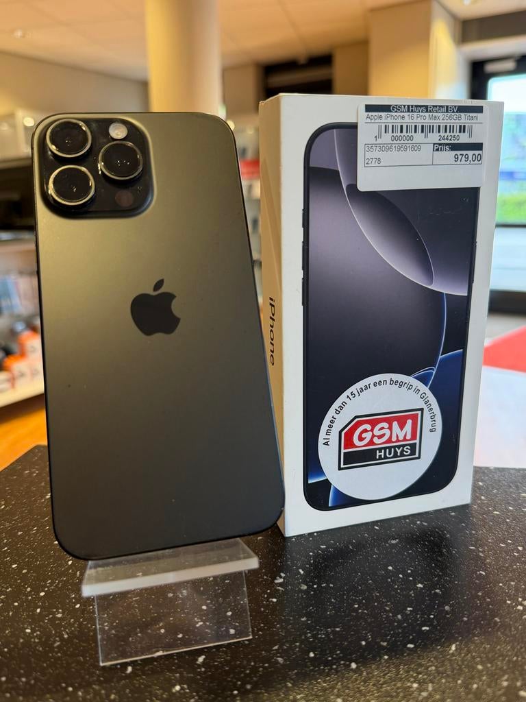 Apple iPhone 16 Pro Max 256GB Zwart - Nieuwstaat, IPhone 16 Pro Max, Zo goed als nieuw, Zonder simlock, 100 %