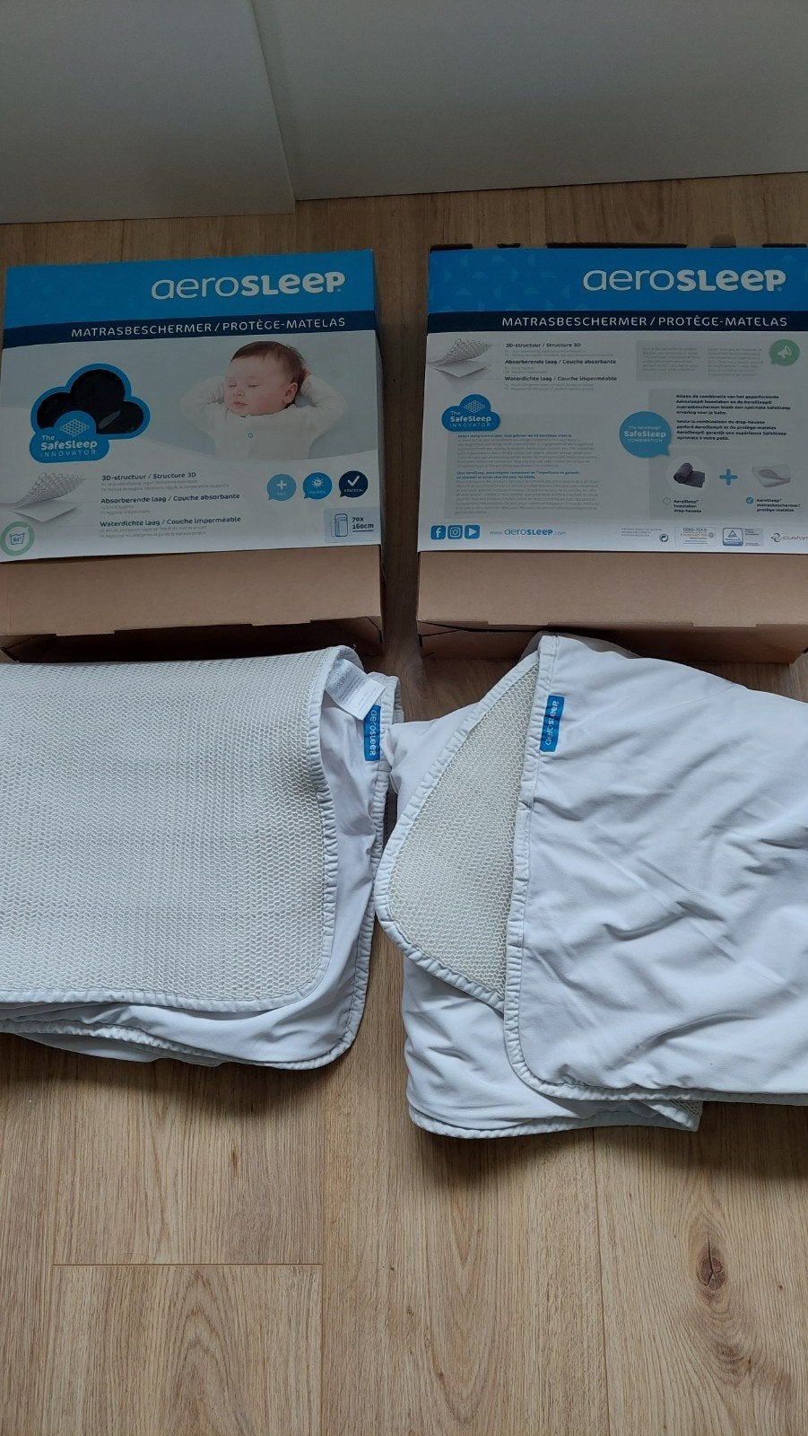 2x aerosleep matrasbeschermer 70x160cm, Kinderen en Baby's, Kinderkamer | Beddengoed, Ophalen, Gebruikt, Jongetje of Meisje, Matrasbeschermer