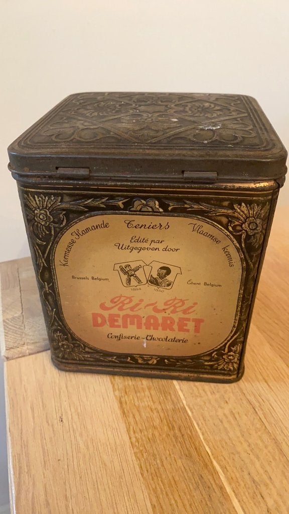 Ri-Ri Demaret Chocolaterie blik uit België - Vlaamse kermis, Verzamelen, Ophalen of Verzenden, Gebruikt, Overige