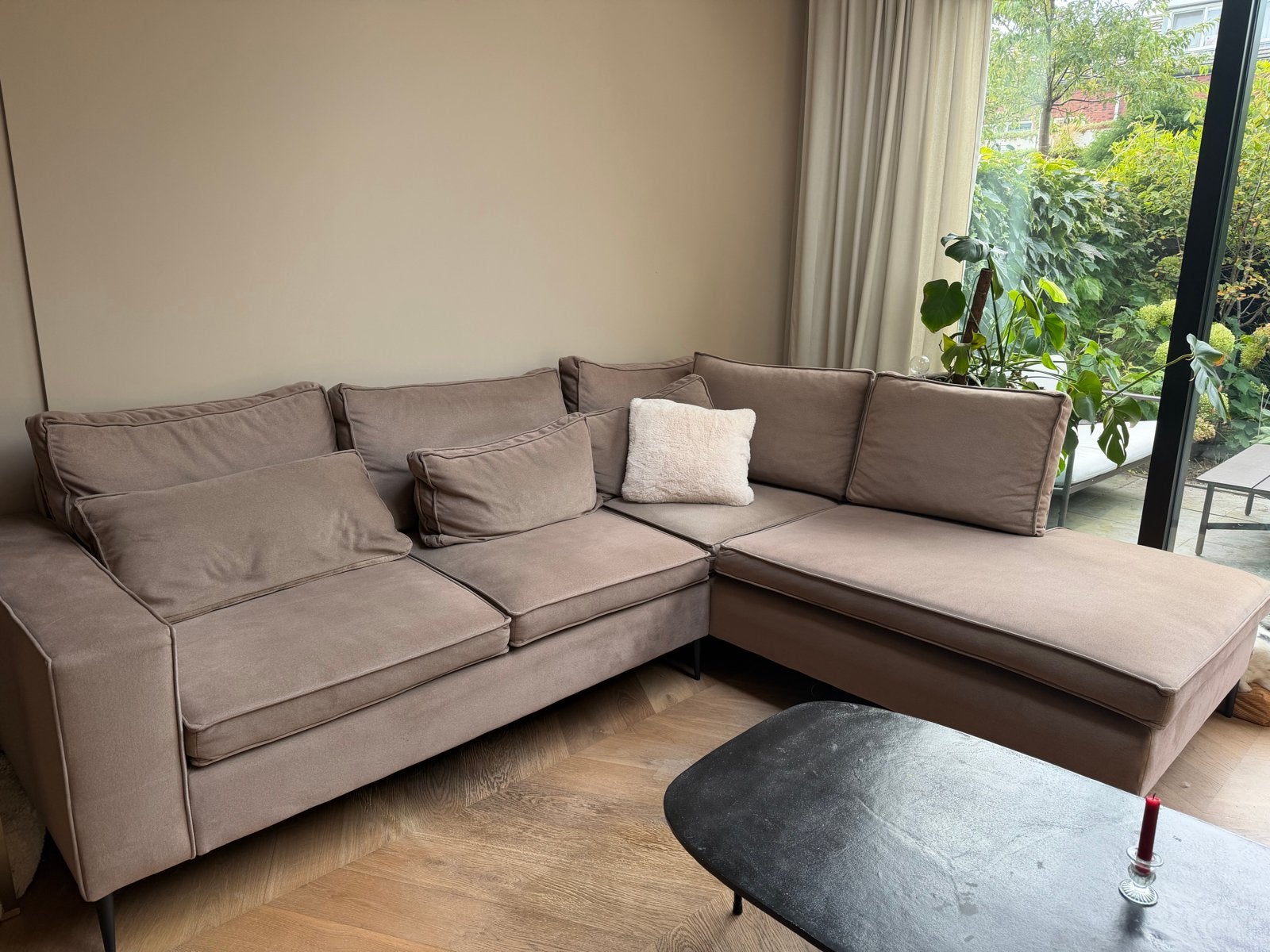 Haco lounge bank beige zgan, Ophalen, Gebruikt, 100 tot 125 cm, Hoekbank