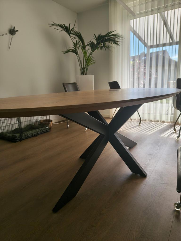 Massief eikenhouten eettafel van Table de Süd, Ophalen, Gebruikt, 100 tot 150 cm, Modern, Industrieel