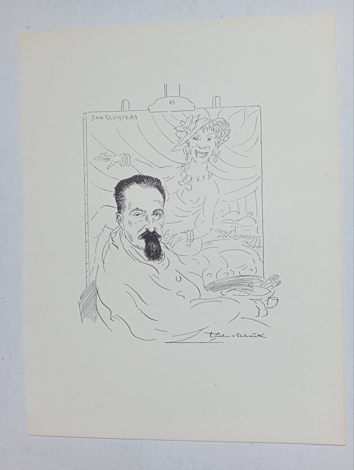 Willem van Schaik litho 1937 portret Jan Sluijters Sluyters, Ophalen of Verzenden, Voor 1940, Gebruikt