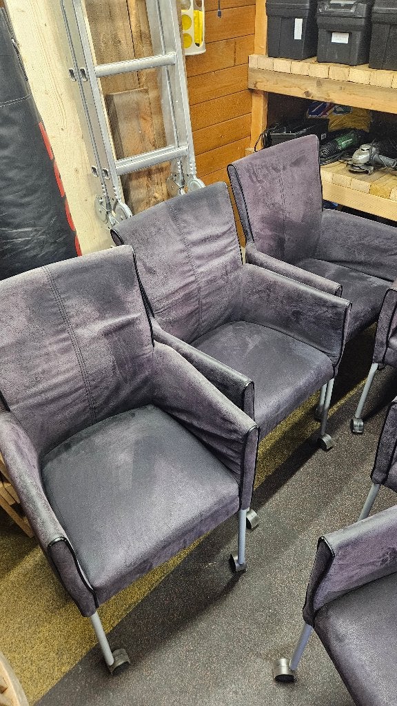 6 mooie eetkamerstoelen met wielen, Ophalen, Gebruikt, Overige kleuren, Vijf, Zes of meer stoelen