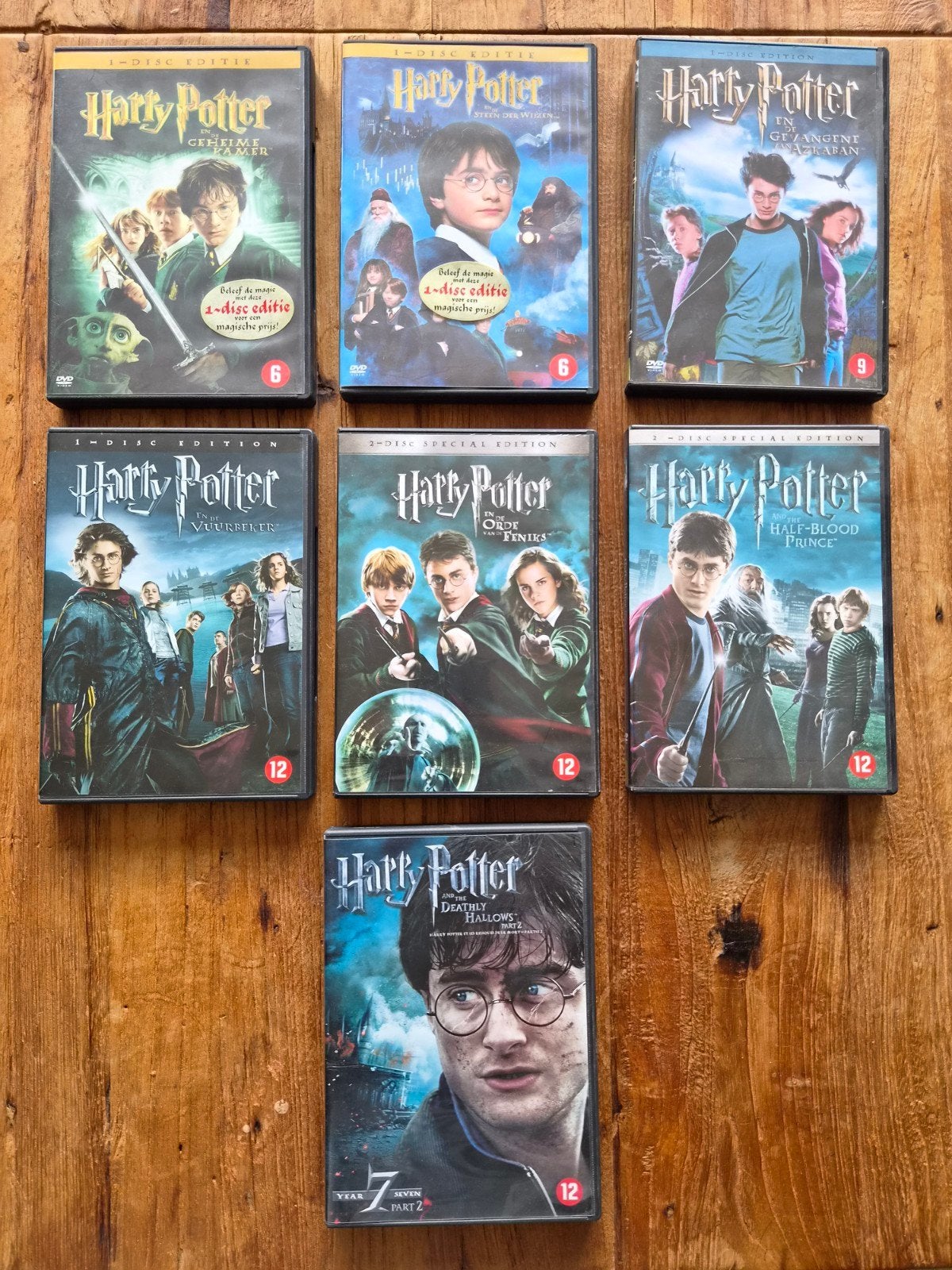 Harry Potter 7 delige DVD Collectie, Vanaf 12 jaar, Ophalen, Zo goed als nieuw