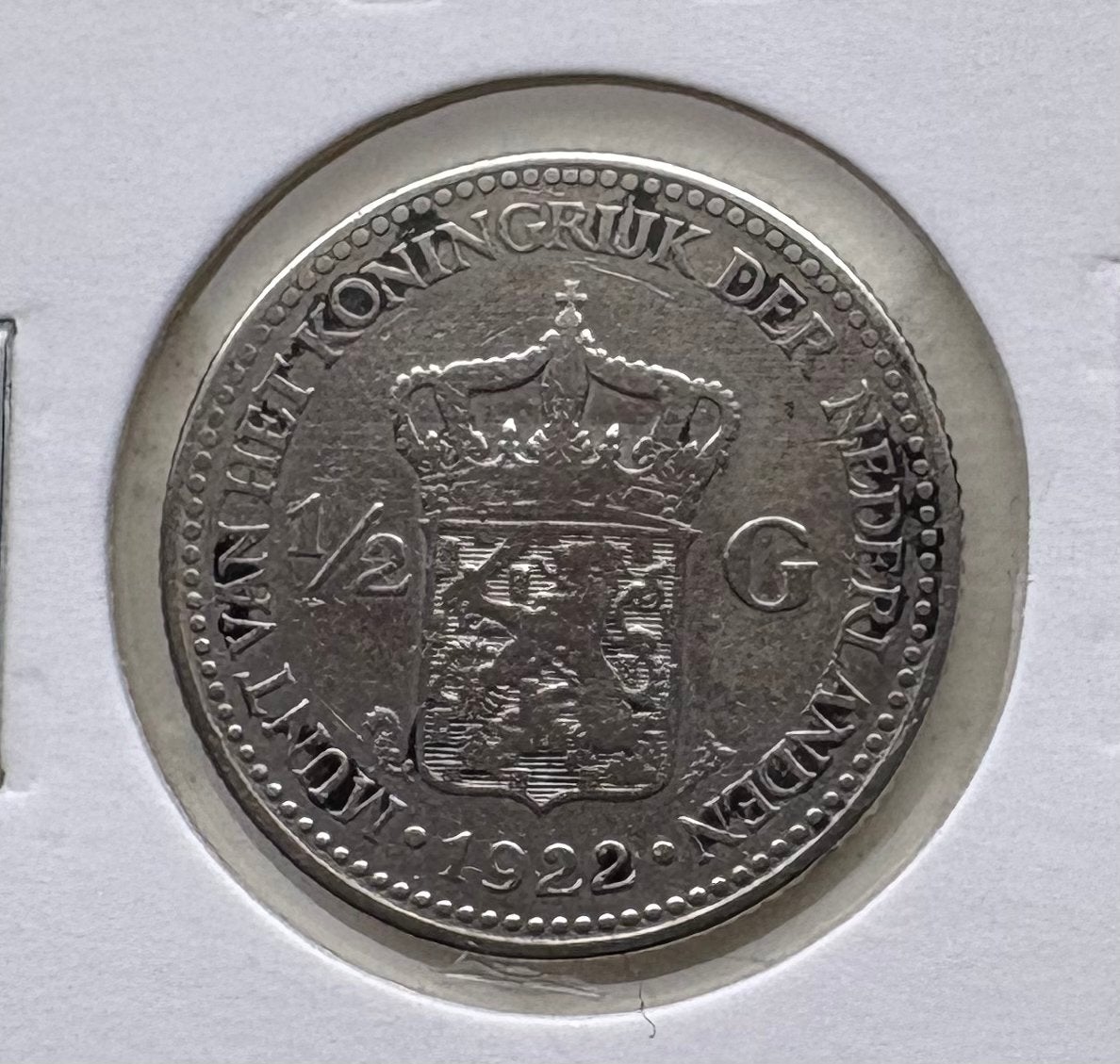 Nederland 1/2 Gulden 1922 Koningin Wilhelmina Zilver, Postzegels en Munten, Munten | Nederland, ½ gulden, Zilver, Ophalen of Verzenden