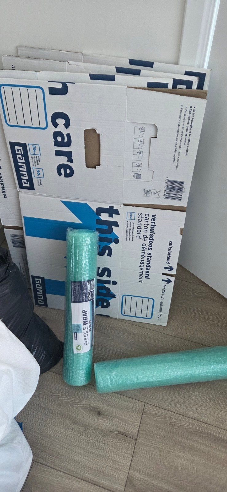4 verhuisdozen met 2 gratis rollen bubble wrap, Doe-het-zelf en Verbouw, Ophalen of Verzenden, Minder dan 40 cm, Doos, 35 tot 50 cm