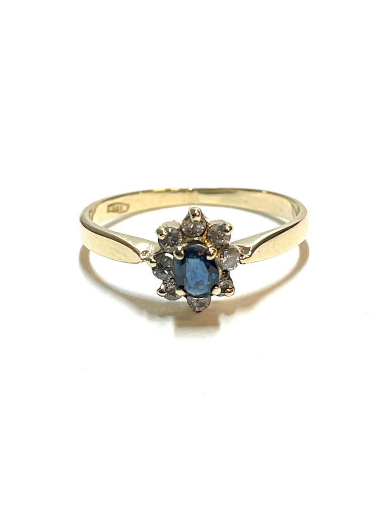 14k gouden ring met saffier en zirkonia, Sieraden, Tassen en Uiterlijk, Ringen, -, -, Ophalen of Verzenden, Dame