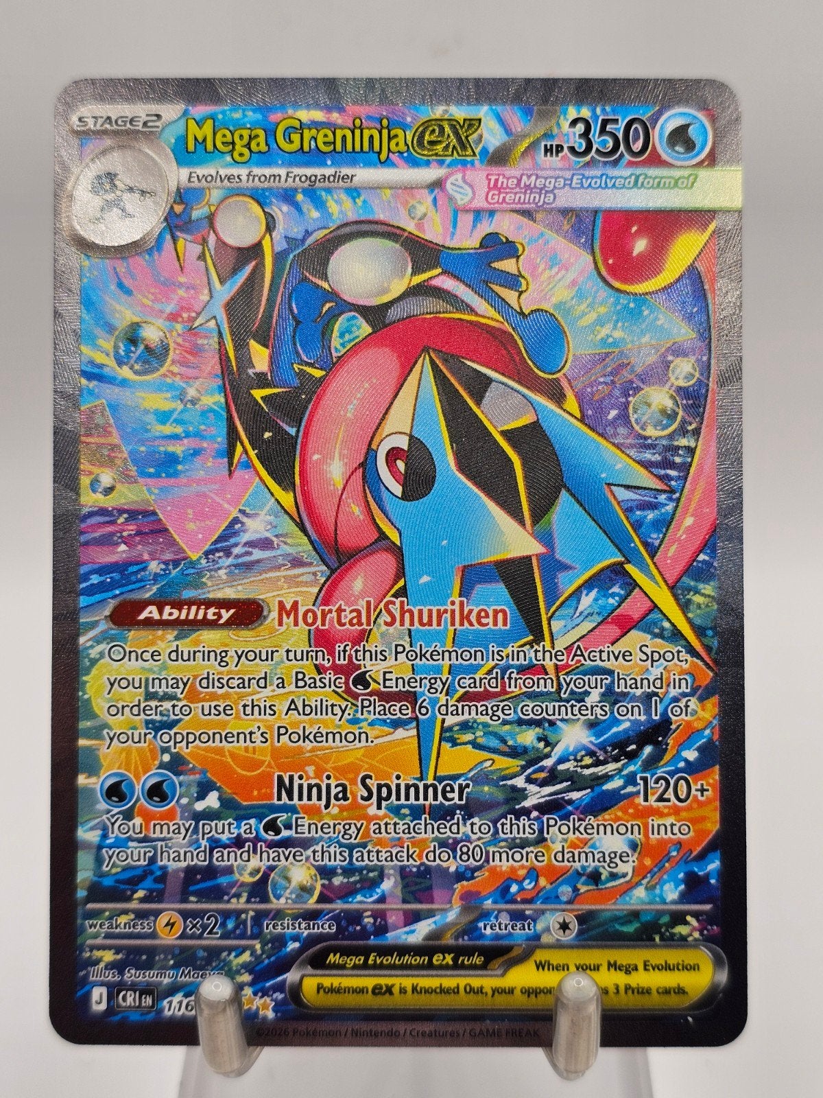Mega Greninja EX CRI 116 (psa 10), Ophalen, Foil, Nieuw, Losse kaart