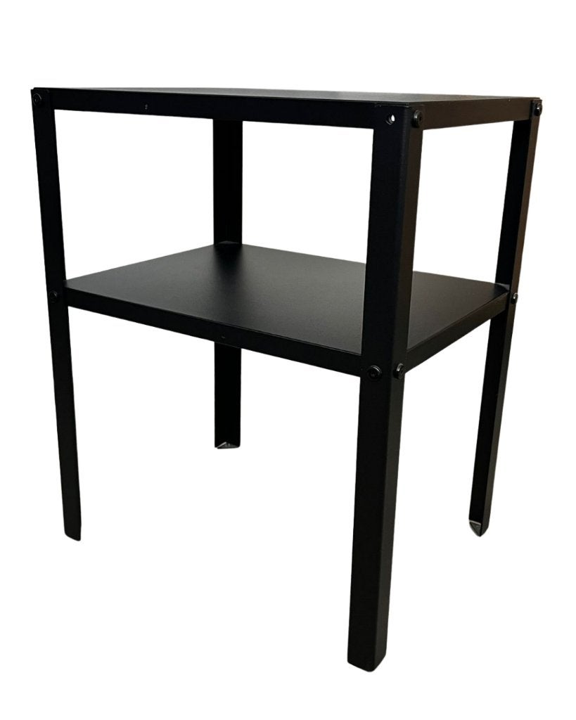 Zwart metalen bijzettafel met legplank (IKEA: KNARREVIK), Ophalen, Minder dan 45 cm, Minder dan 55 cm, Metaal of Aluminium