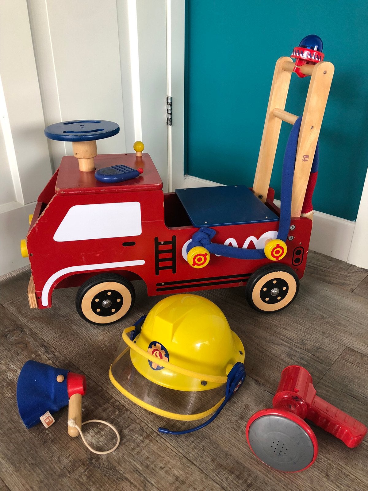 Stoere brandweer loopauto, Kinderen en Baby's, Speelgoed | Buiten | Voertuigen en Loopfietsen, Ophalen, Gebruikt