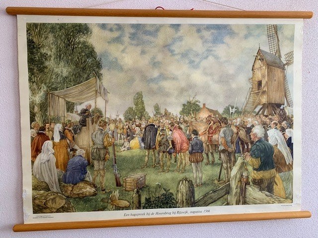 Isings Schoolplaat Hagepreek Hoornbrug Rijswijk Geschiedenis, Antiek en Kunst, Antiek | Schoolplaten, Ophalen, Geschiedenis