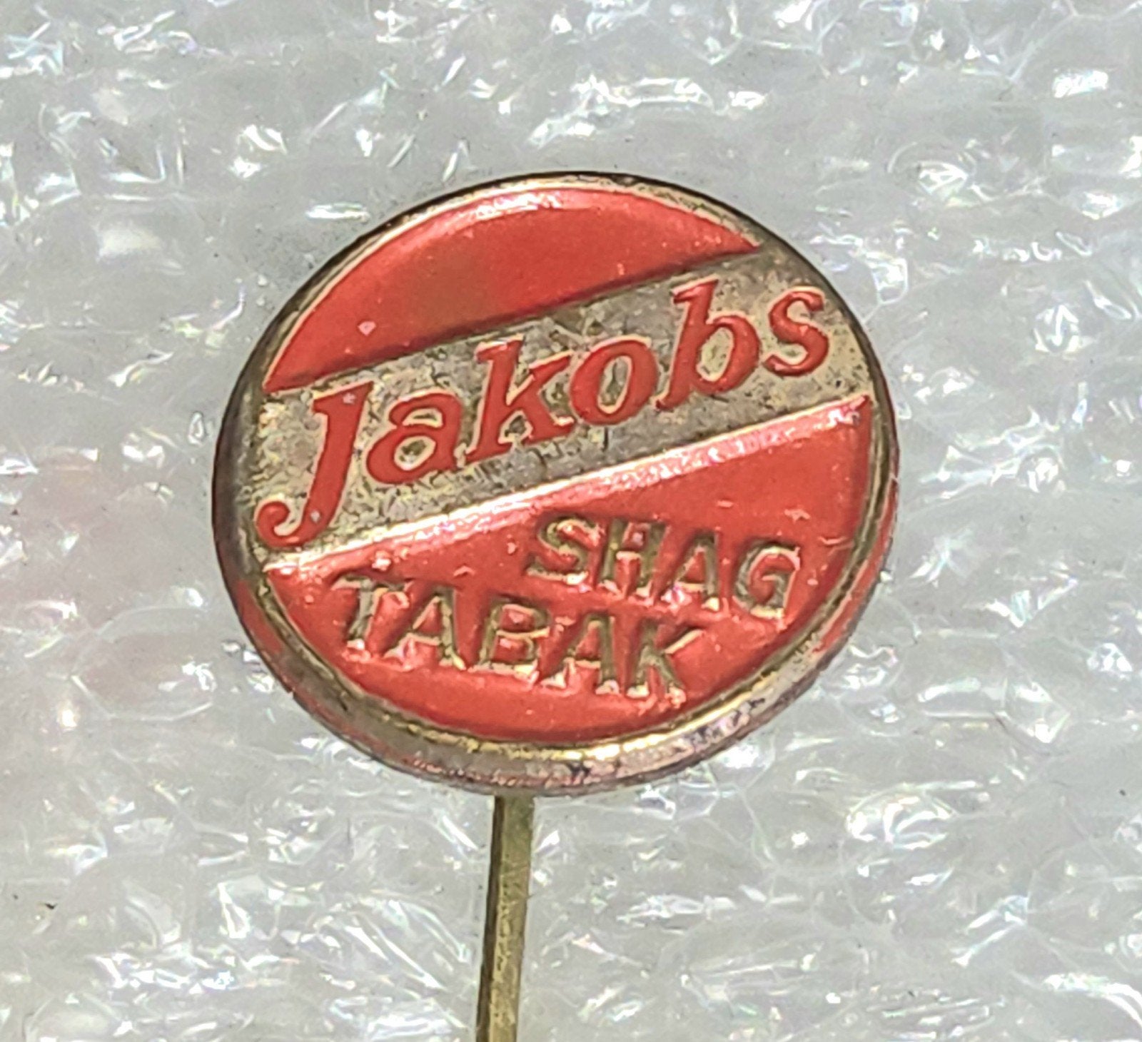 Vintage Speldje JAKOBS Shag Tabak Reclame, Verzamelen, Ophalen of Verzenden, Gebruikt, Overige onderwerpen, Speldje of Pin