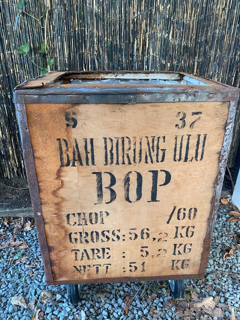 Vintage/retro transport kist voor thee,jaren ‘50,Indonesië, Ophalen, Gebruikt