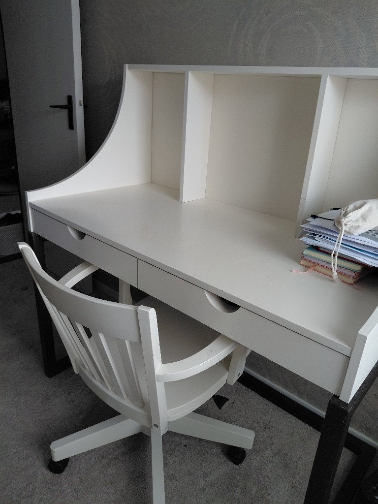 Bureau en stoel, Ophalen, Met lades, Gebruikt, Schoolbureau
