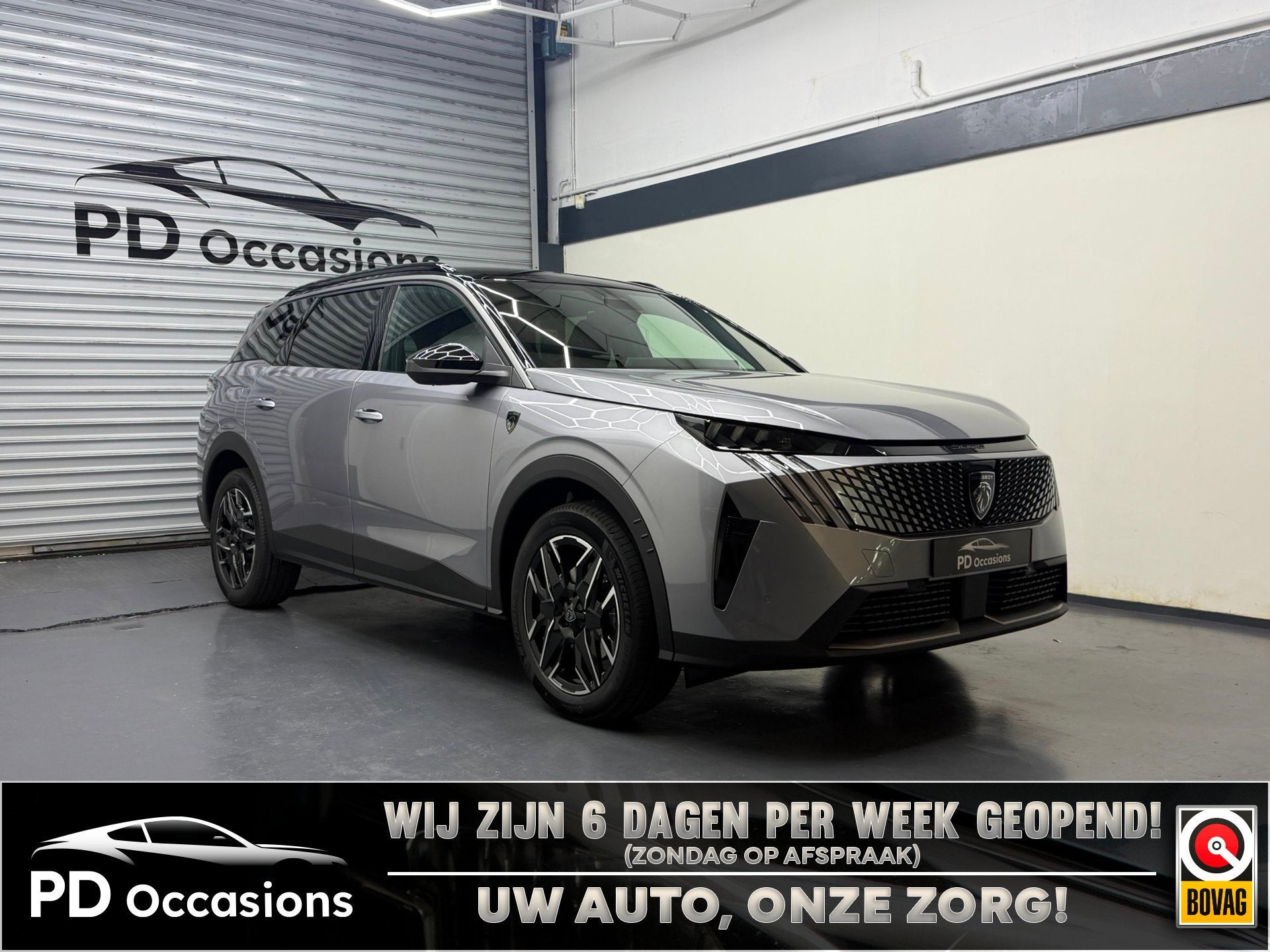 Peugeot 5008 1.2 Hybrid 145PK GT 7P. - Elek. Achterklep - AC, Auto's, 145 pk, Zwart, 1199 cc, Origineel Nederlands