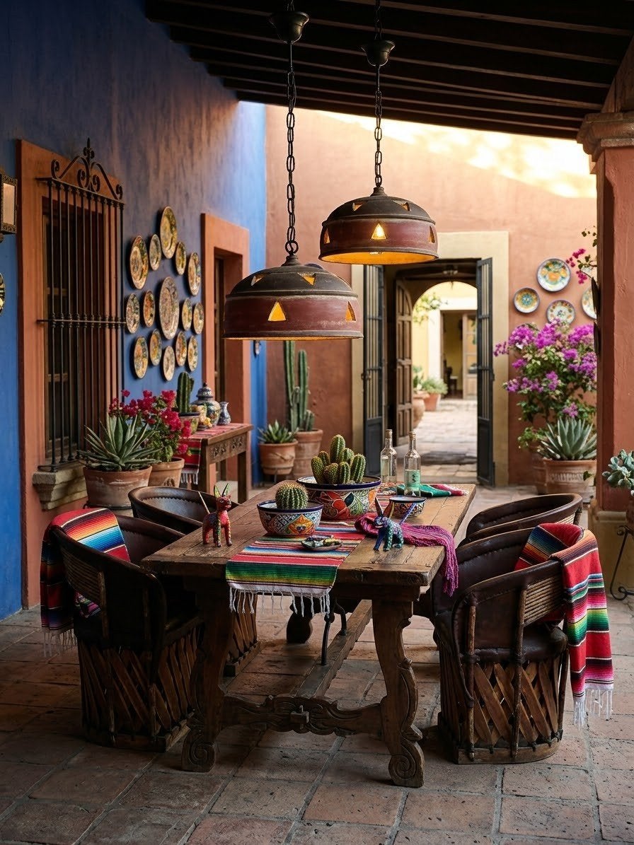 2 Mexicaanse hanglampen, Huis en Inrichting, Ophalen, Zo goed als nieuw, Steen/keramiek, Mexicaans
