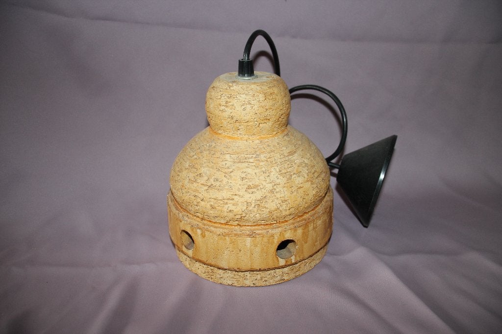 Vintage hanglamp keramiek jaren 70 betonlook - Beige, Ophalen of Verzenden, Gebruikt, Keramiek
