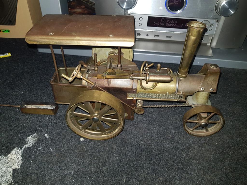 Antieke Messing Stoomtractor Model - Decoratief, Antiek en Kunst, Ophalen