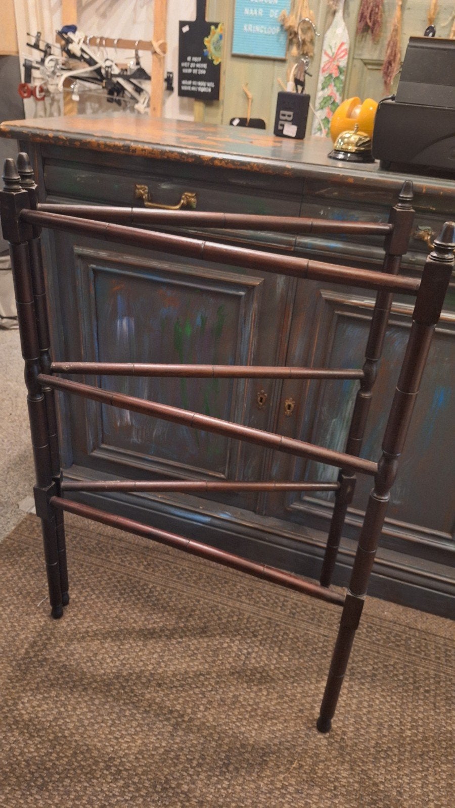 3 Antieke Houten Handdoekrekken / Droogrekken, Ophalen