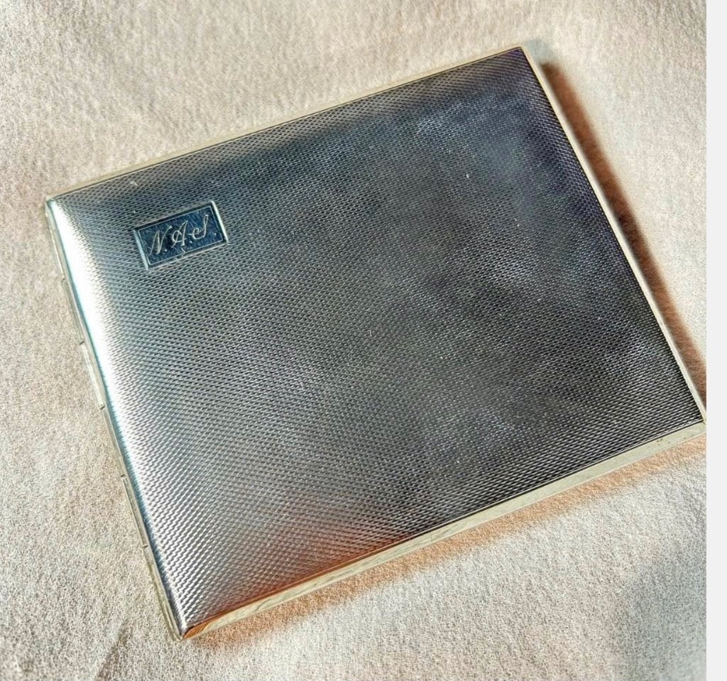 Sigaretten houder Art Deco met initialen in de bovenhoek, Verzamelen, Tabaksdoos of Verpakking, Gebruikt, Ophalen of Verzenden