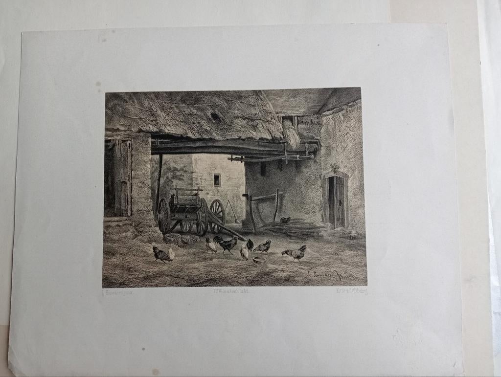 L.Hanedoes Boerderij Litho F.Weissenbruch, Ophalen of Verzenden