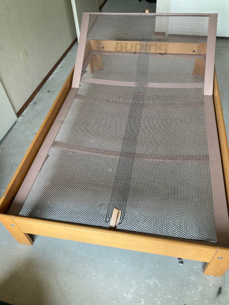Prachtig 2 persoons Auping bed 120 x 200 "Twijfelaar", Ophalen, Verstelbaar, Bruin, Zo goed als nieuw
