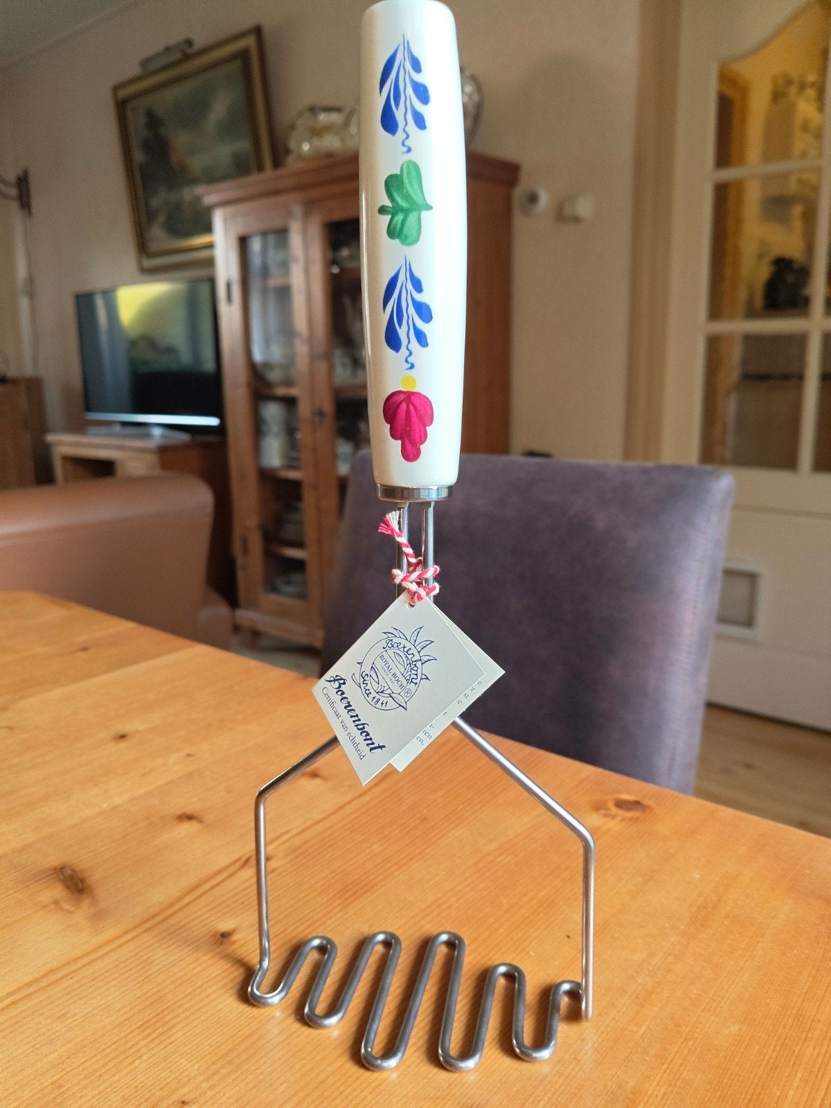 Boerenbont stamppot stamper, Huis en Inrichting, Ophalen, Nieuw, Aardewerk, Overige typen