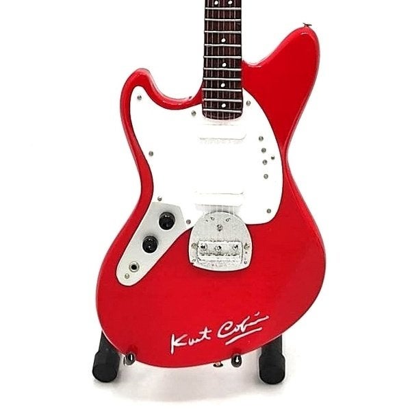 Kurt Cobain Nirvana rode miniatuur gitaar van hout 25cm deco, Info@deconoord.nl, Deco Noord, Nieuw, Ophalen of Verzenden