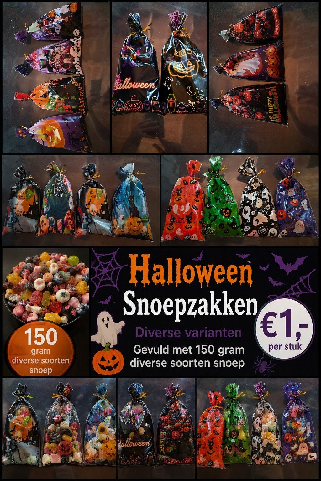 Halloween snoepzakken €1,-, Ophalen of Verzenden, Nieuw, Halloween of Griezel