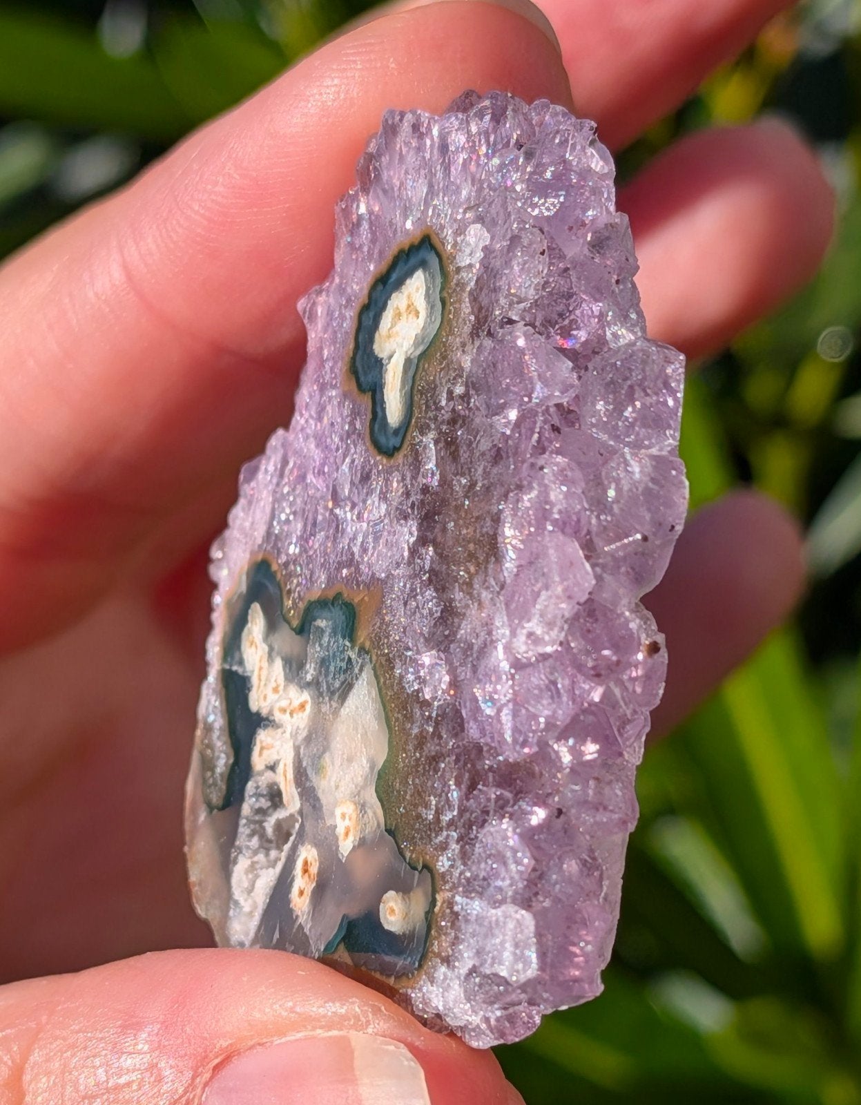 Amethist stalactiet schijfje, Ophalen of Verzenden, Mineraal