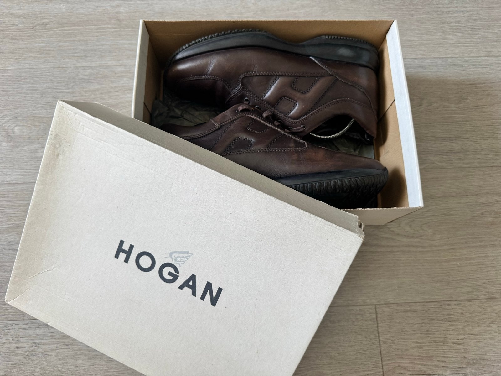 Hogan Interactive herenschoenen - Bruin leer, Bruin, Ophalen of Verzenden, Gedragen, Veterschoenen