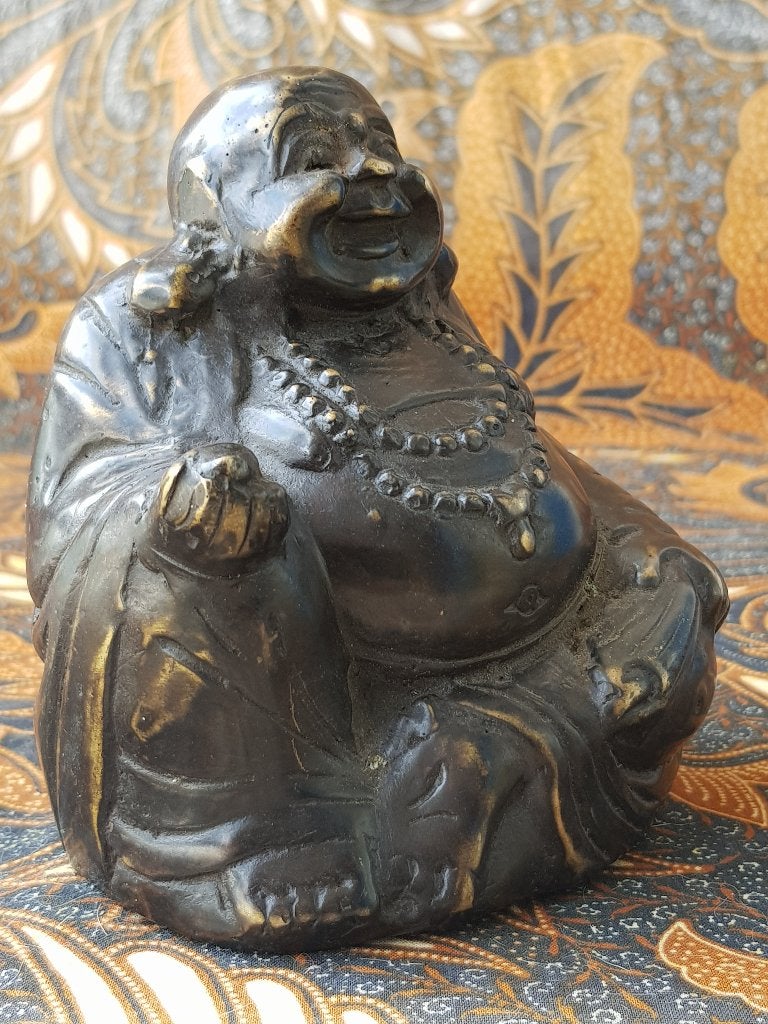 Mooie zware antieke Chinese Boeddha van brons 11,5 cm., Antiek en Kunst, Handgemaakt, Ophalen of Verzenden, China, Brons