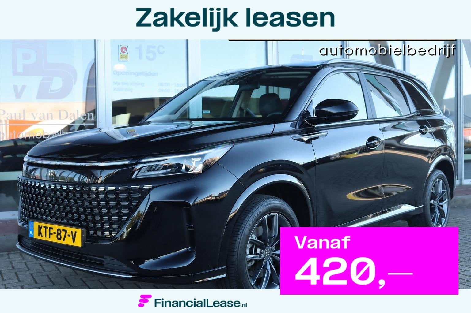 Dfsk E5 1.5 PHEV AUTOMAAT 7 PERS. Panodak | Navi Carplay | W, Automaat, 4 cilinders, Zwart, Bedrijf