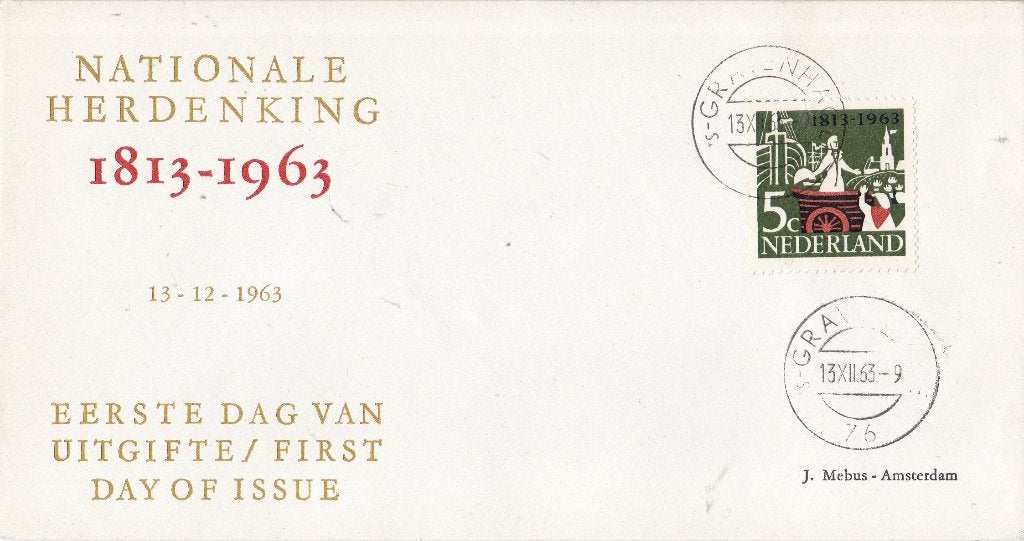 Nat. Herdenking 1813-1963 –‘s-Gravenhage–13 december 1963, Postzegels en Munten, Brieven en Enveloppen | Nederland, Verzenden