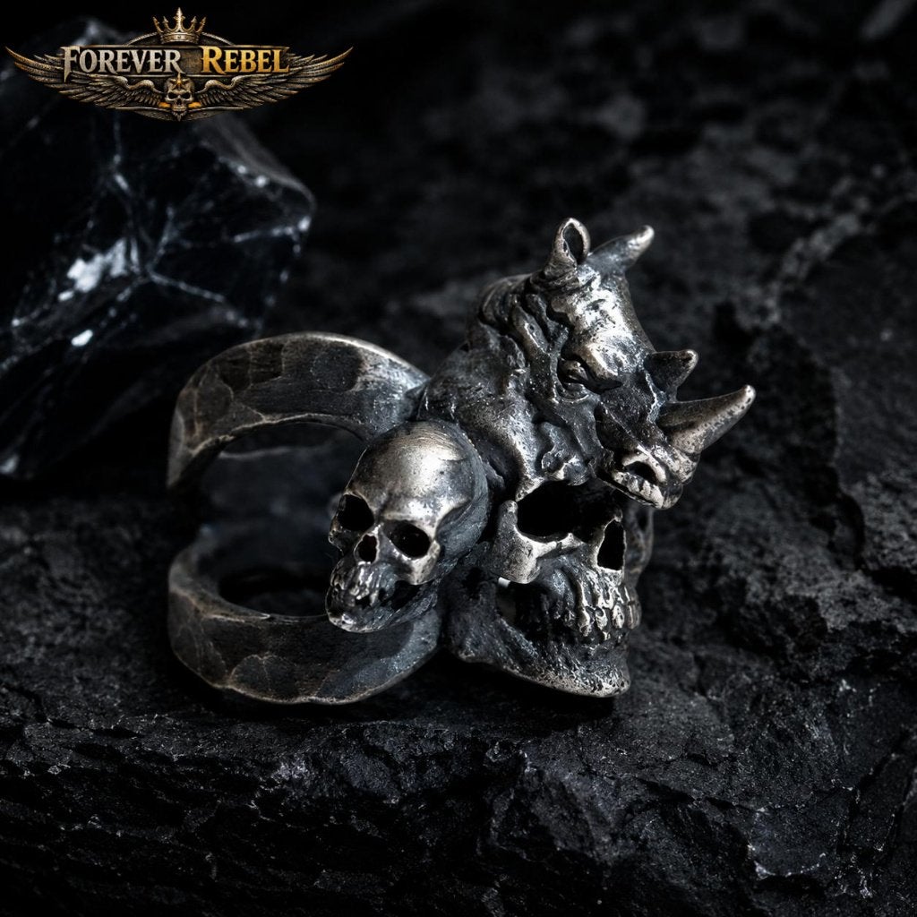 Brutal Remains Skull Ring - 925 Zilver - Alle maten, Foreverrebelmail@pm.me, Verzenden, 19 tot 20, Dame of Heer