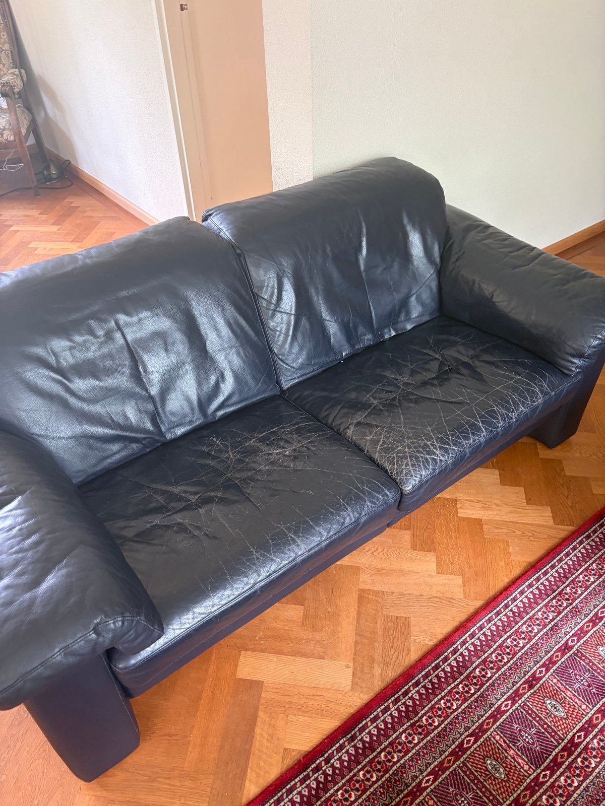GRATIS: Rolf Benz Leren Bank - Gebruikt, Huis en Inrichting, Ophalen, 150 tot 200 cm, Tweepersoons, Zo goed als nieuw