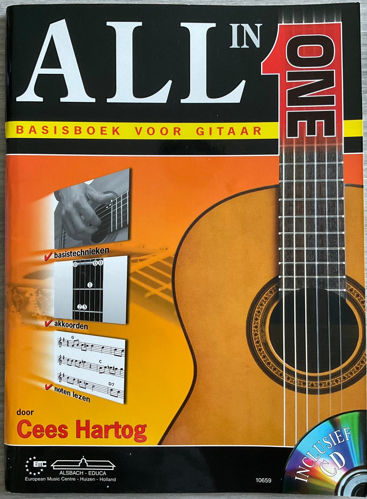 All In One Basisboek voor gitaar - Cees Hartog, Muziek en Instrumenten, Ophalen of Verzenden, Zo goed als nieuw