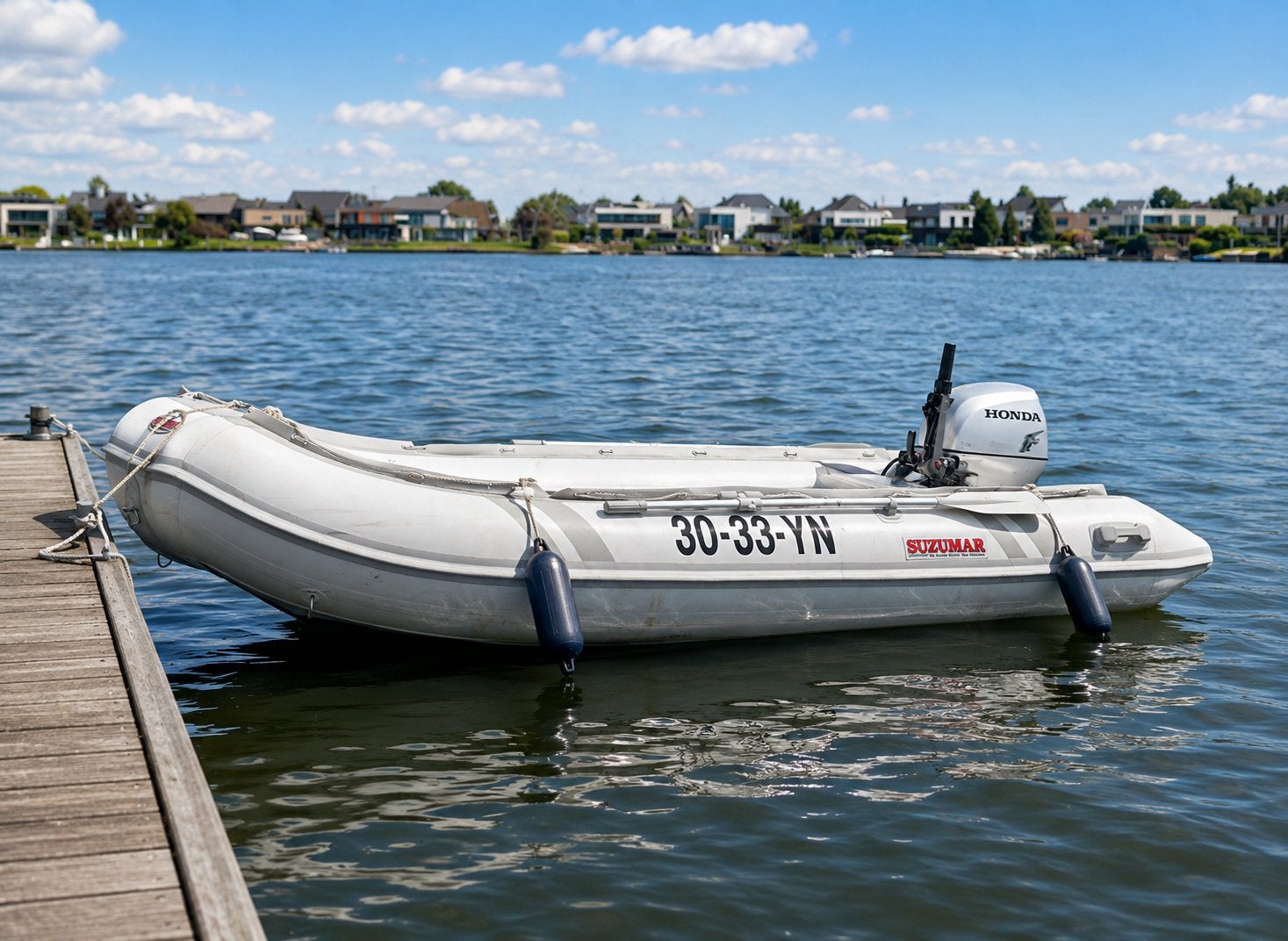 Suzumar DS390 + Honda BF15 tekoop, Ophalen, Suzumar, Zo goed als nieuw, Buitenboordmotor