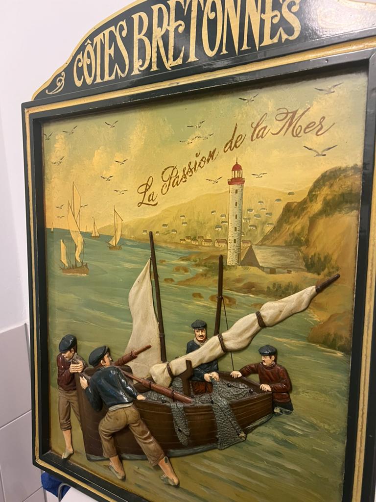 Schilderij vissers 80x59cm, Ophalen of Verzenden