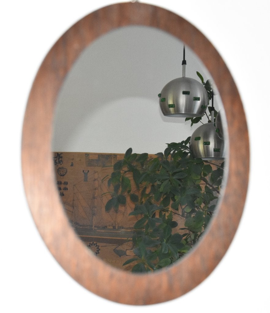 Vintage Houten Wandspiegel, Ophalen, Minder dan 50 cm, Gebruikt, Minder dan 100 cm