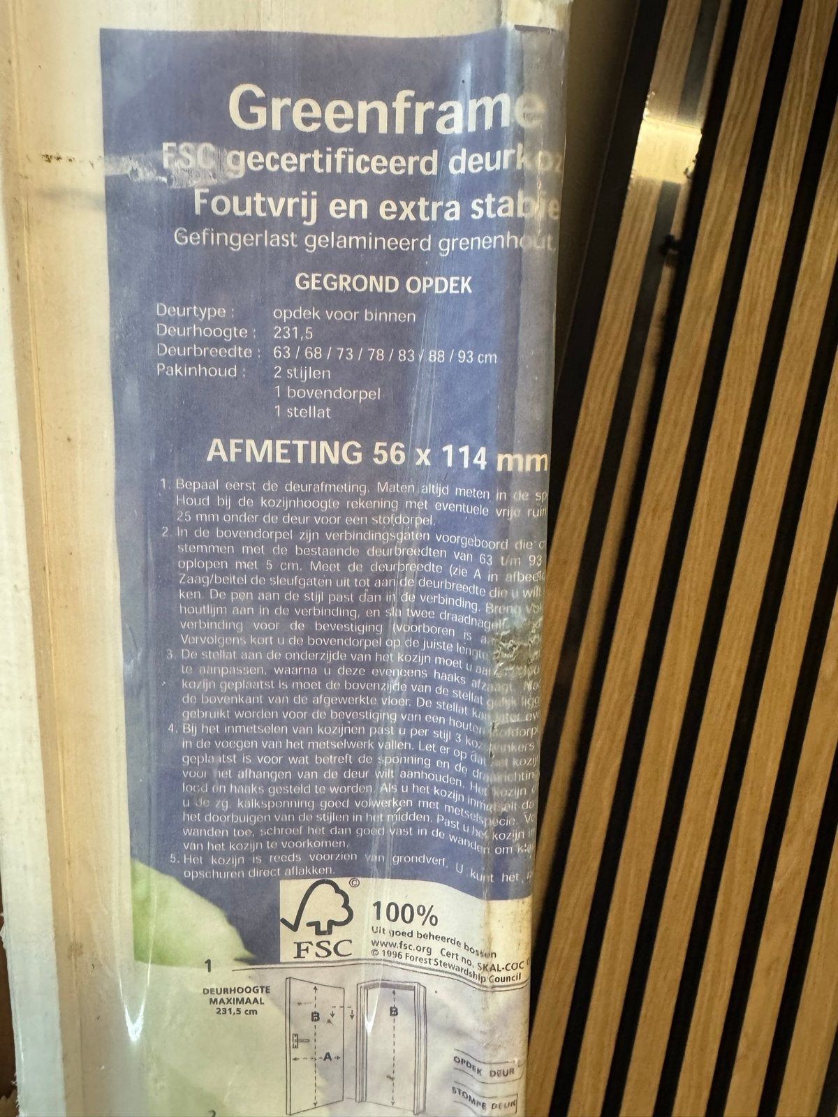 Grenen wit deurkozijn - Greenframe FSC gecertificeerd, Ophalen, 80 tot 100 cm, 215 cm of meer, Binnendeur